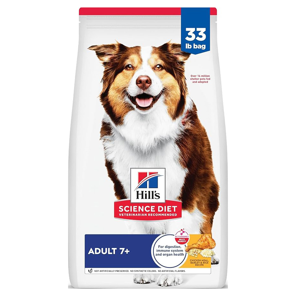 image of Adult 7+ Chicken Meal, Barley and Rice Dry Dog Food, 33 lb