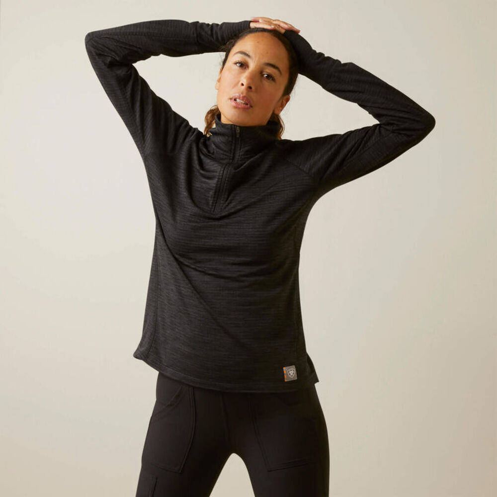 image of Women's Rebar Gridwork 1/4 Zip Baselayer, Black