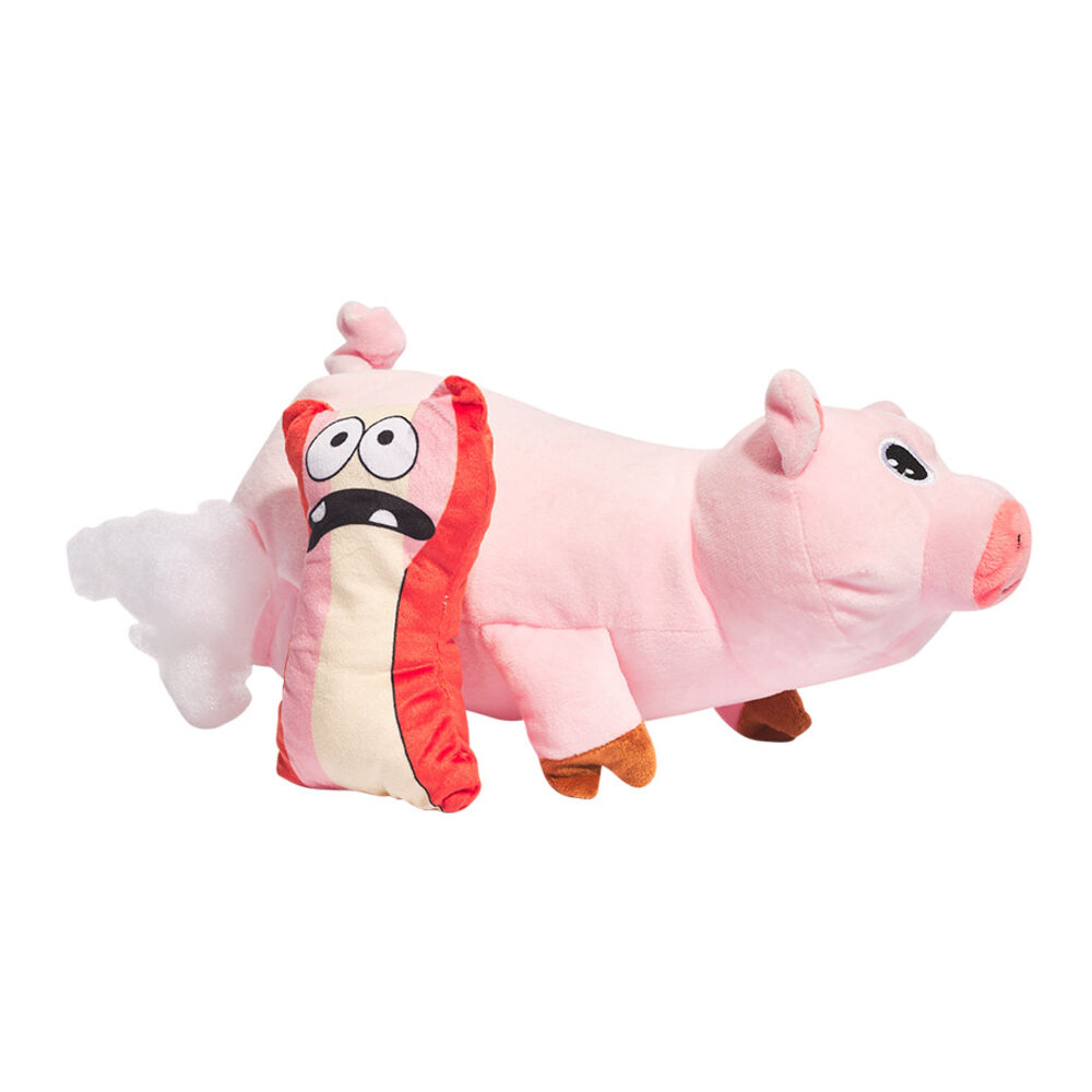 image of 2-In-1 Pig & Bacon Plush Dog Toy
