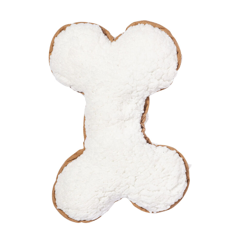 image of Plush Bone Squeaky Dog Toy, 10 in