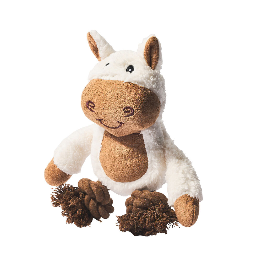 image of Horse & Rope Plush Squeaky Dog Toy
