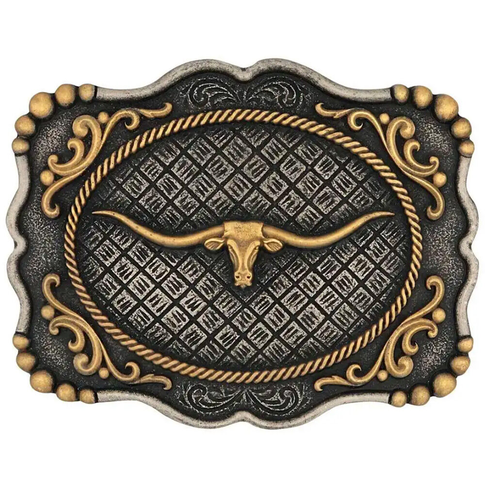 image of Men's Belt Buckle- Framed Longhorn Attitude