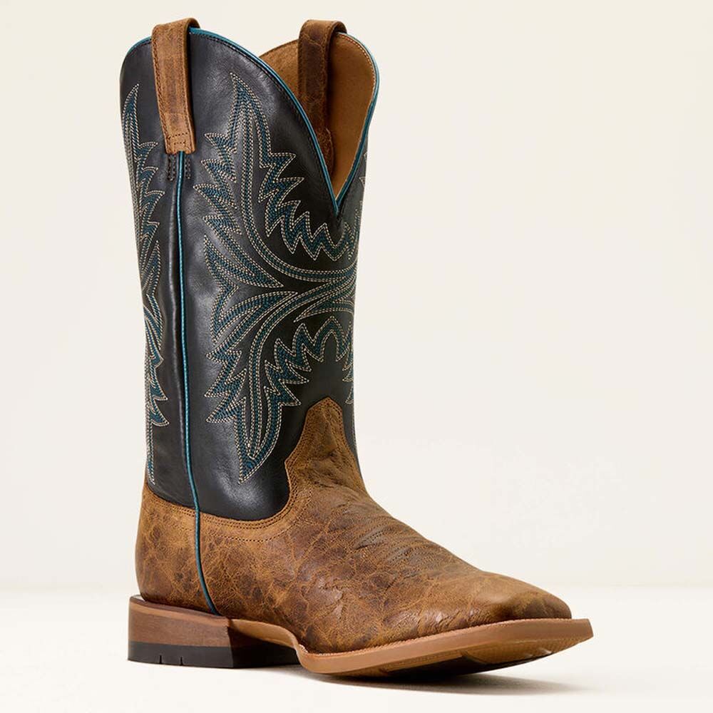 image of Men's Cowhand Wide Square Toe Cowboy Boot, Smoked Tan/ True Black