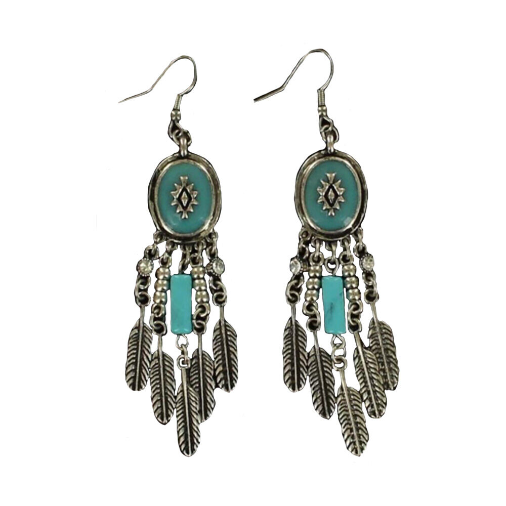 image of Feathers with Turquoise Earrings