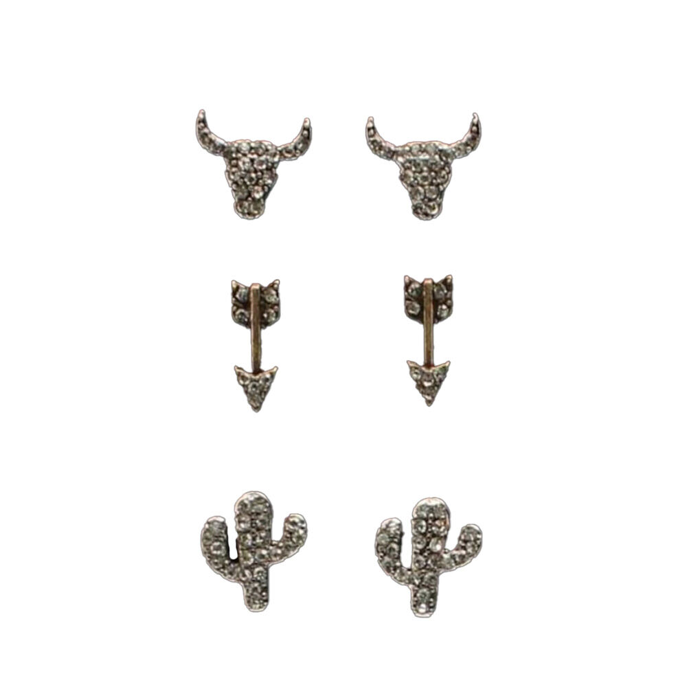image of 3 Piece Longhorn Arrow and Cactus Earrings