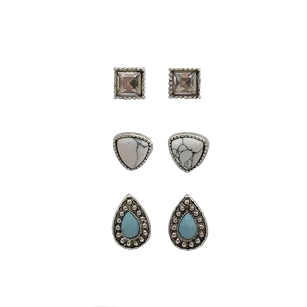 image of 3 Piece Multi Stone Earrings