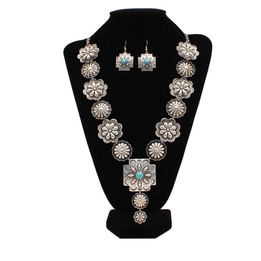 image of Southwest Concho Turquiose Stone Jewelry Set