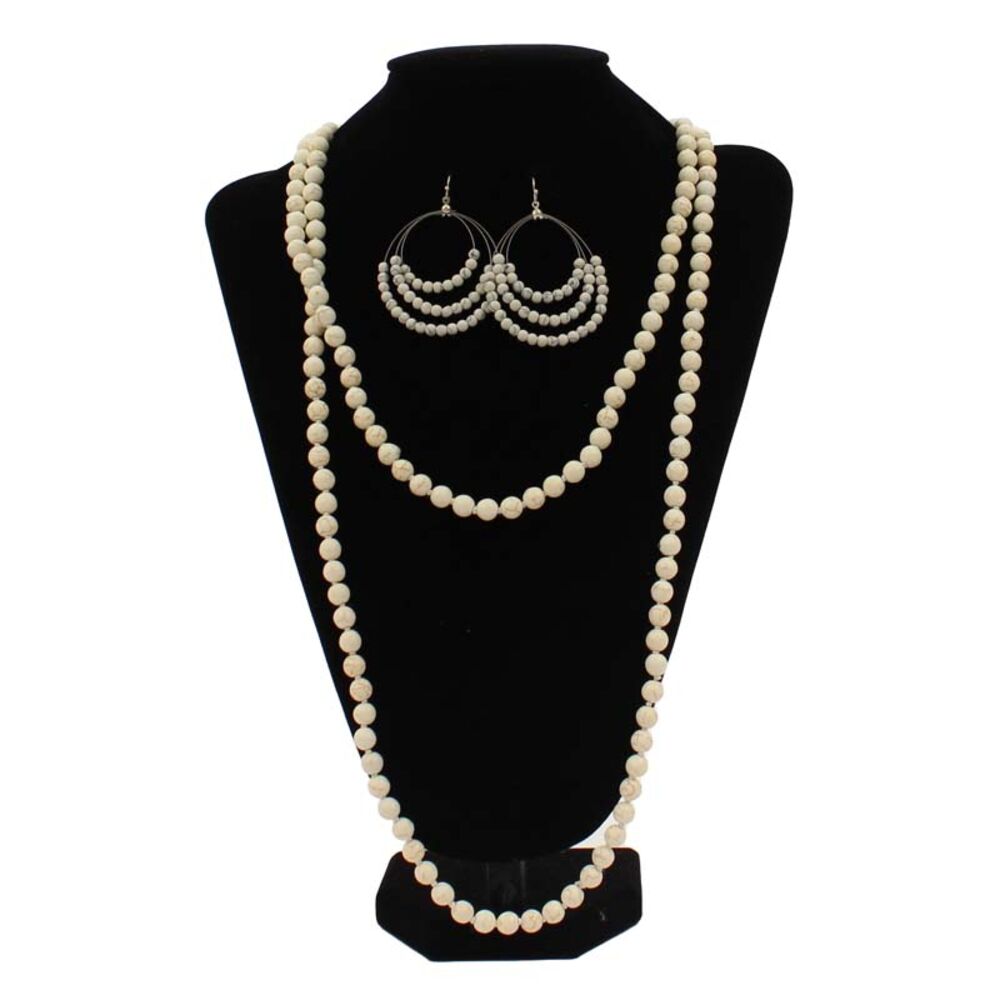 image of White Marble Beaded Jewelry Set