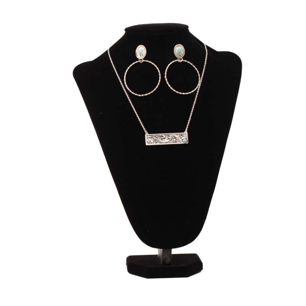 image of Floral and Turquoise Pendanct Jewelry Set