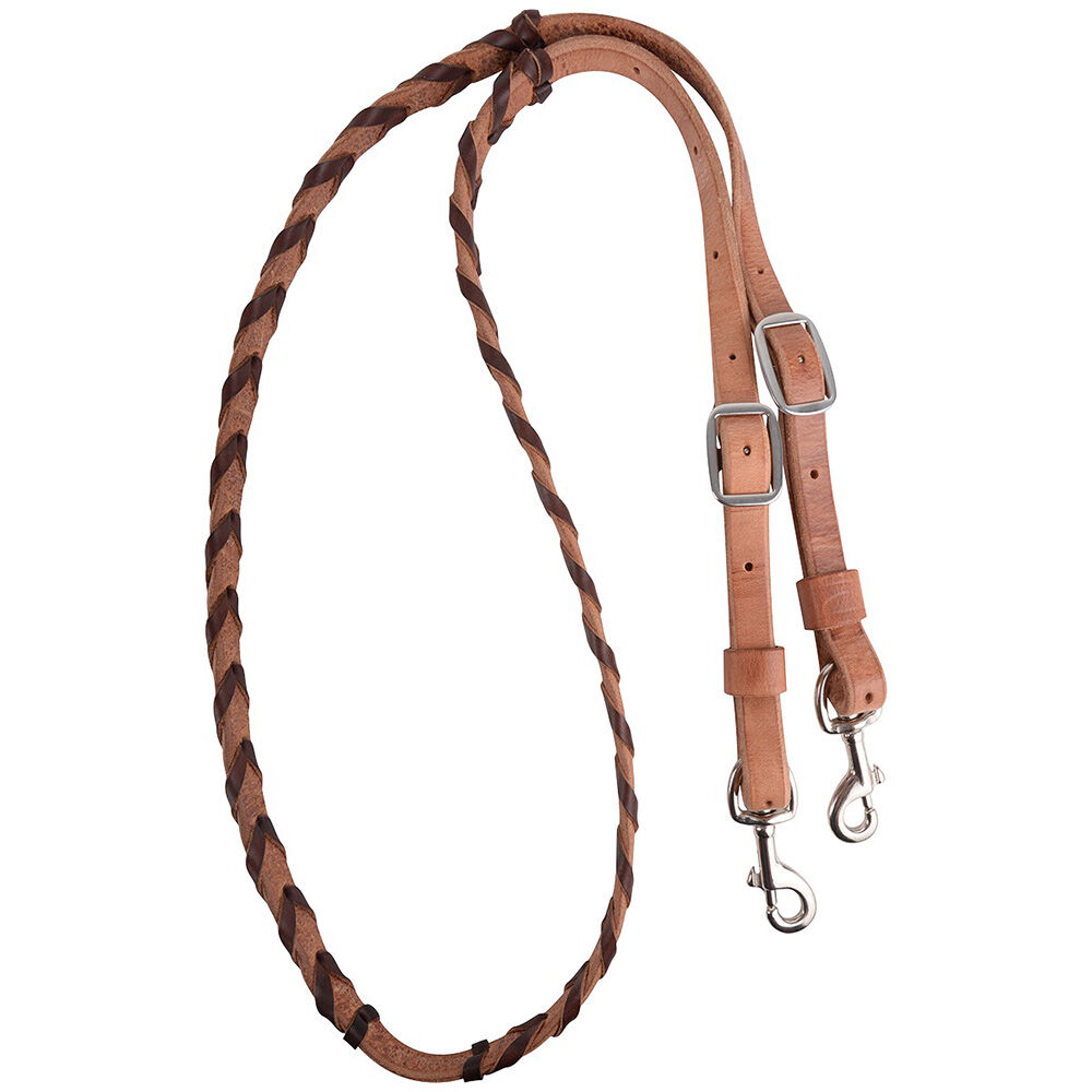 image of 5/8 in Latigo Laced Barrel Rein , Chocolate