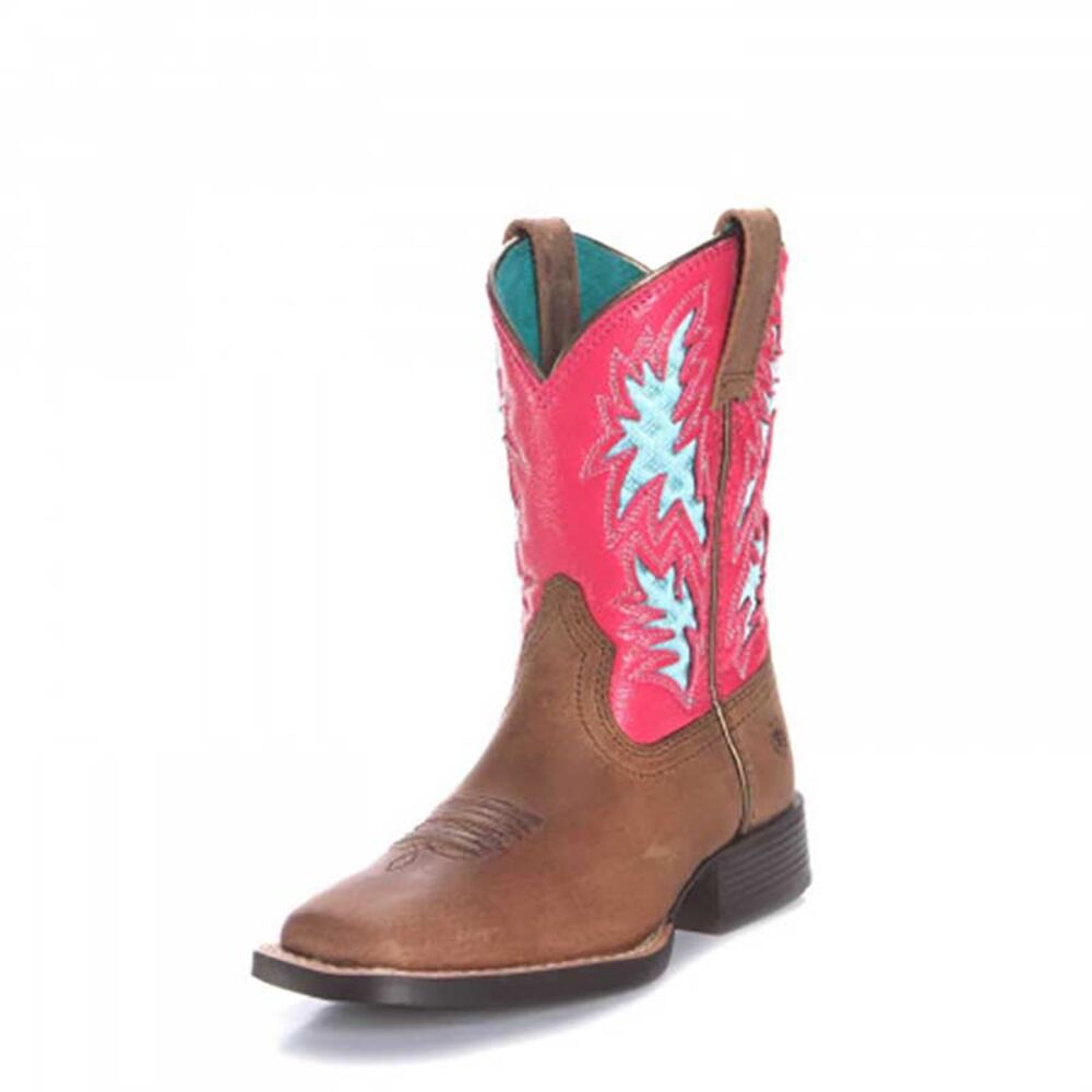 image of Kid's Cowboy VentTEK Western Boot, Brown and Pink