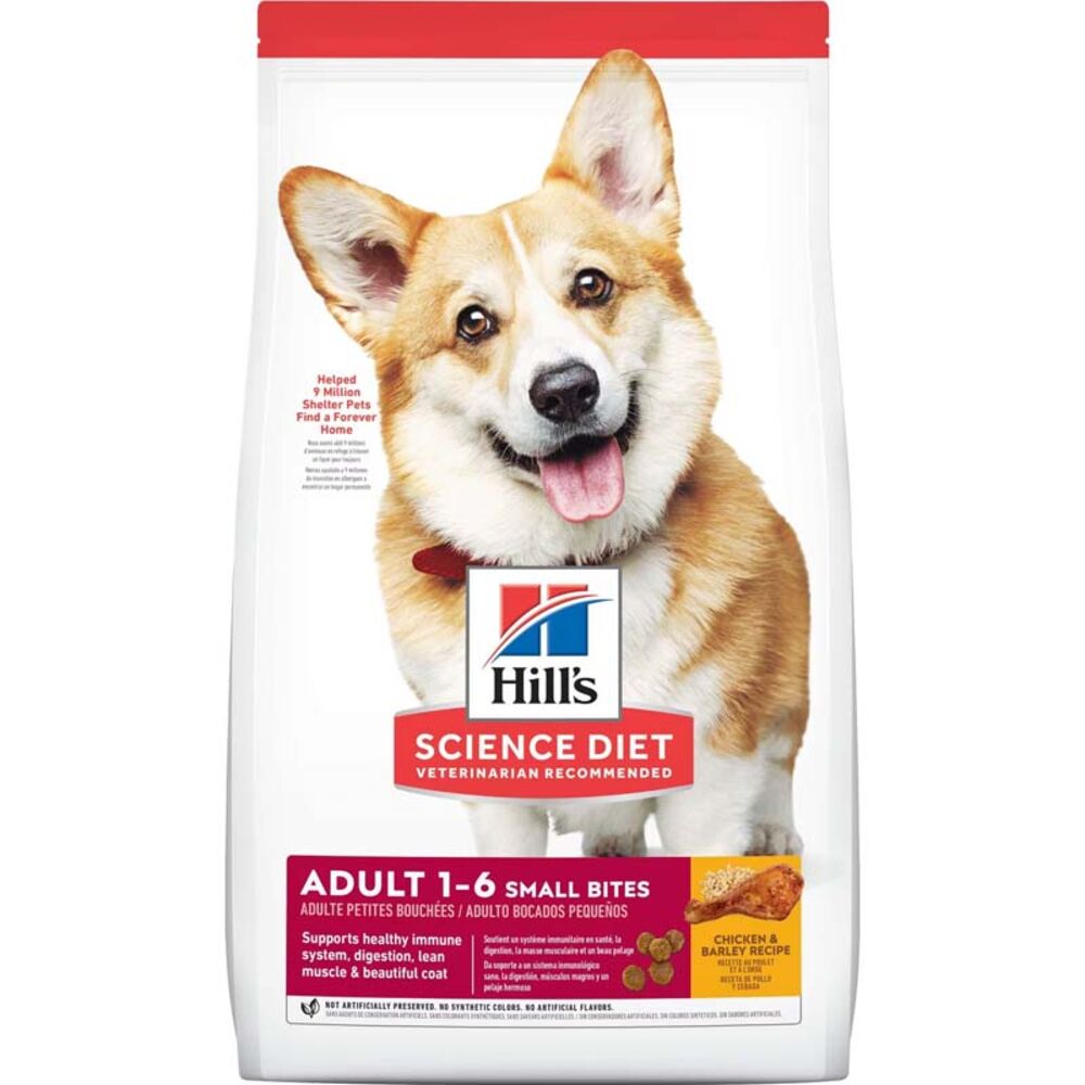 image of Dry Adult Dog Food- Small Bites, Chicken and Barley, 15.5 lb