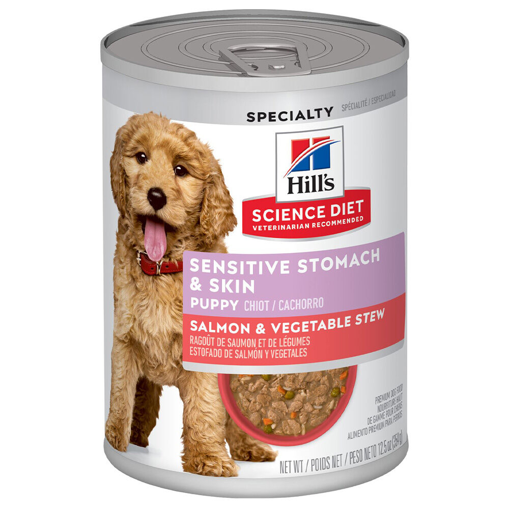 image of Wet Puppy Food- Sensitive Stomach and Skin, Salmon and Vegetable Stew, 12.5 oz