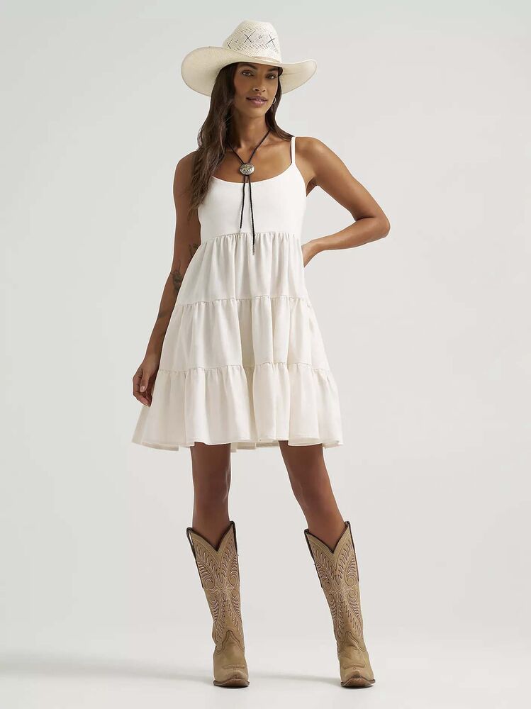 image of Women's Strappy Tiered Dress, White