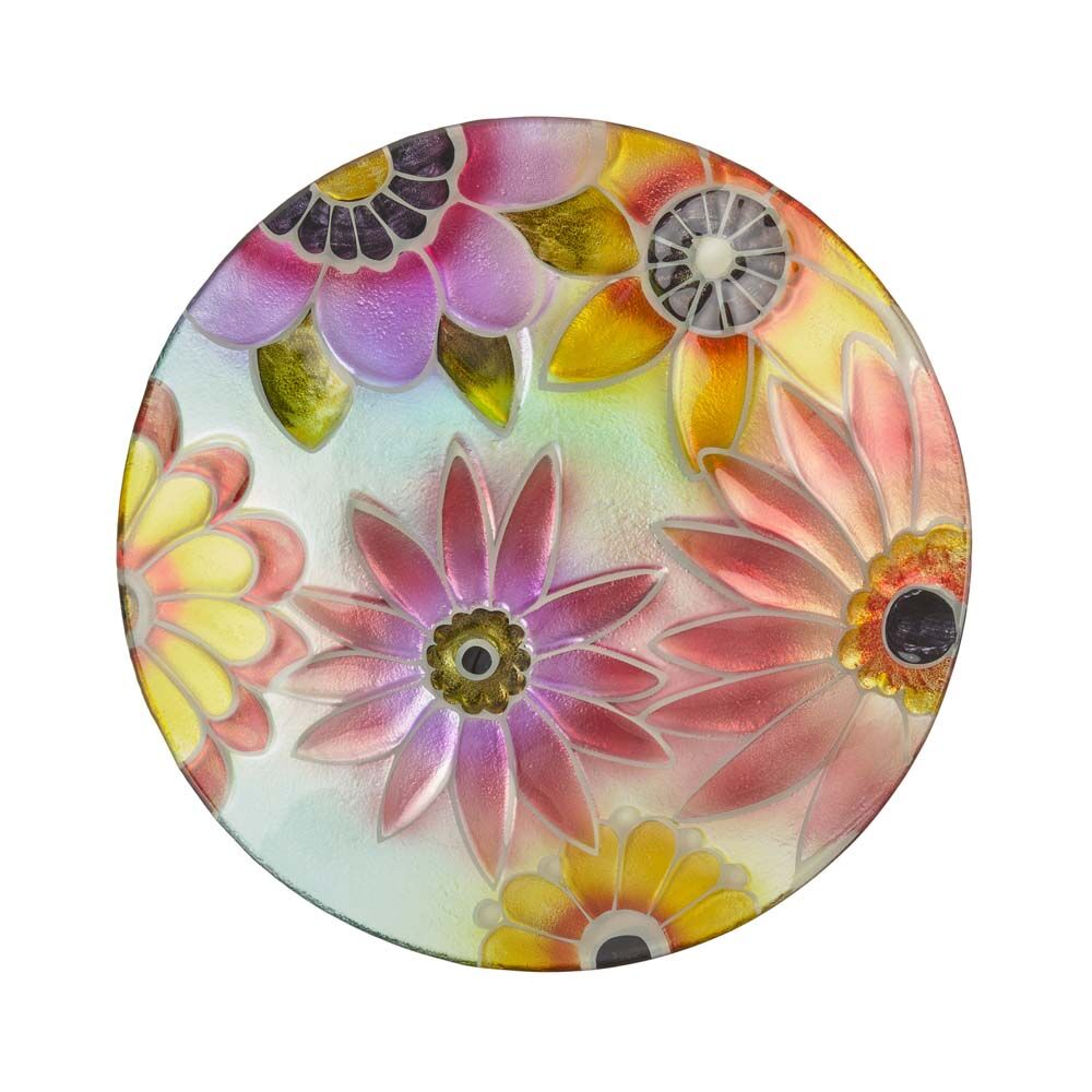 image of Glass Flowers BirdBath, 18 in