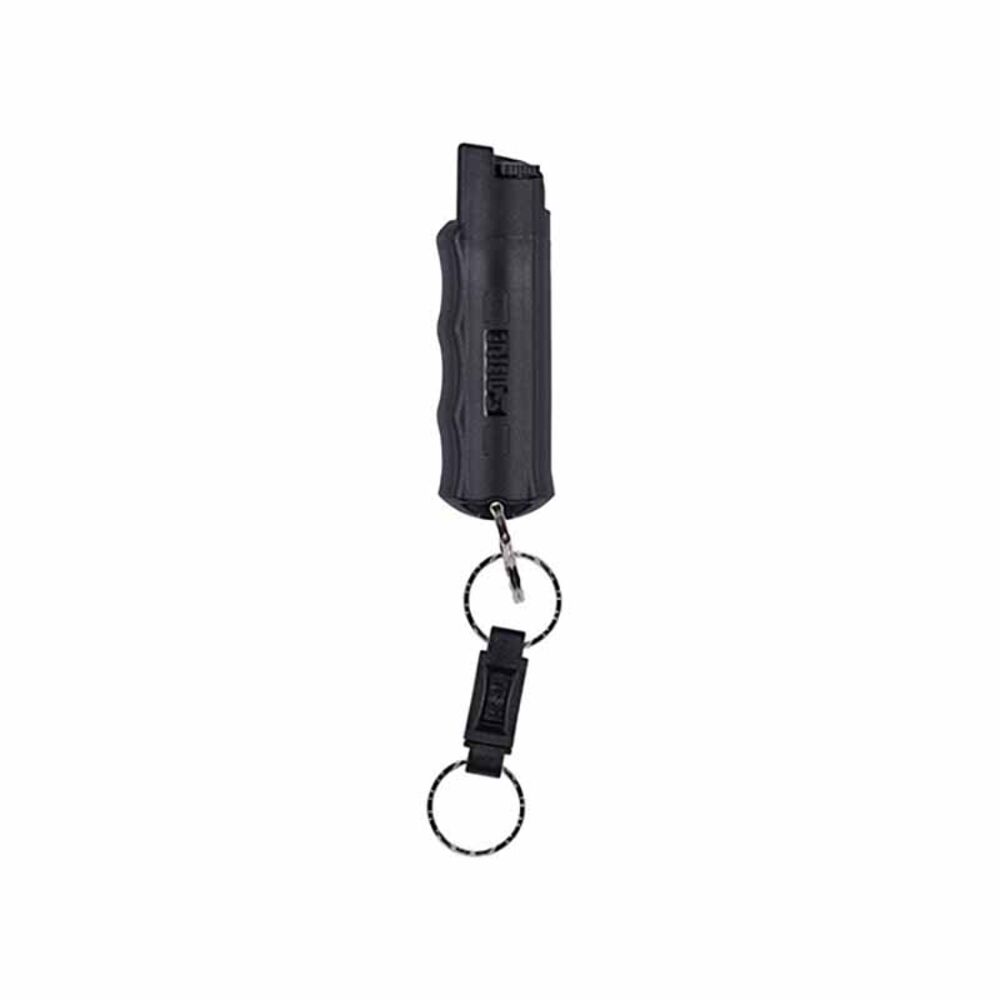 image of Red Keychain Pepper Spray with Quick Release Key Ring, Black