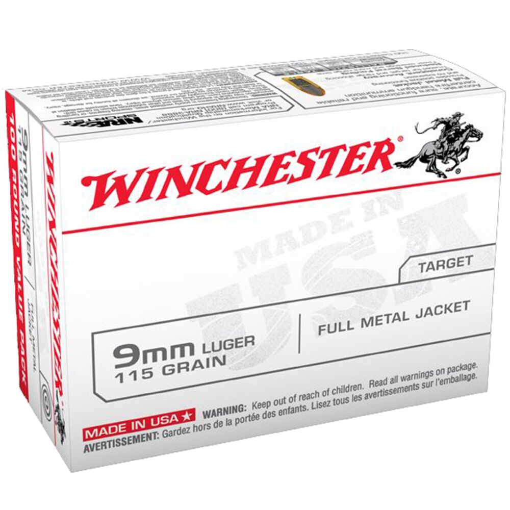 image of 9MM Luger 115 Grain Handgun Ammunition, 100 rounds
