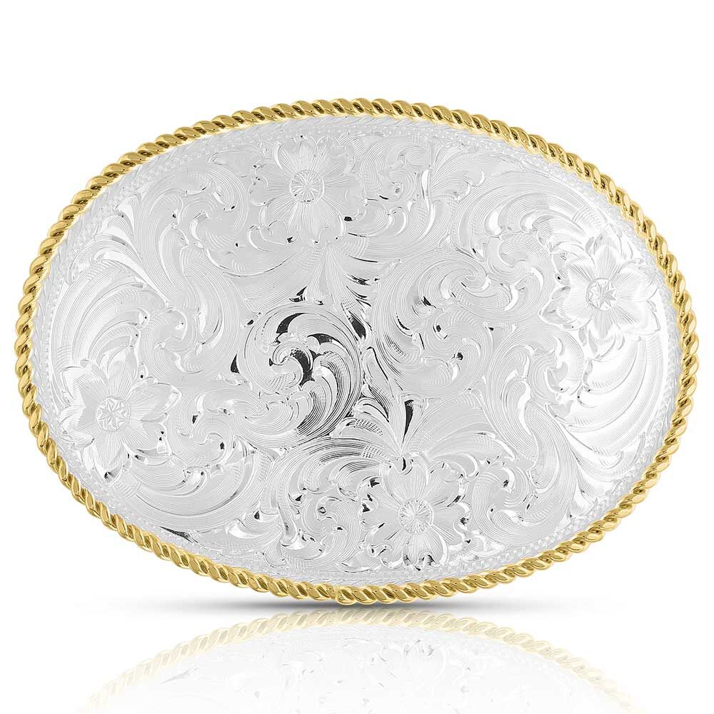 image of Small Two-Tone Engraved Western Buckle