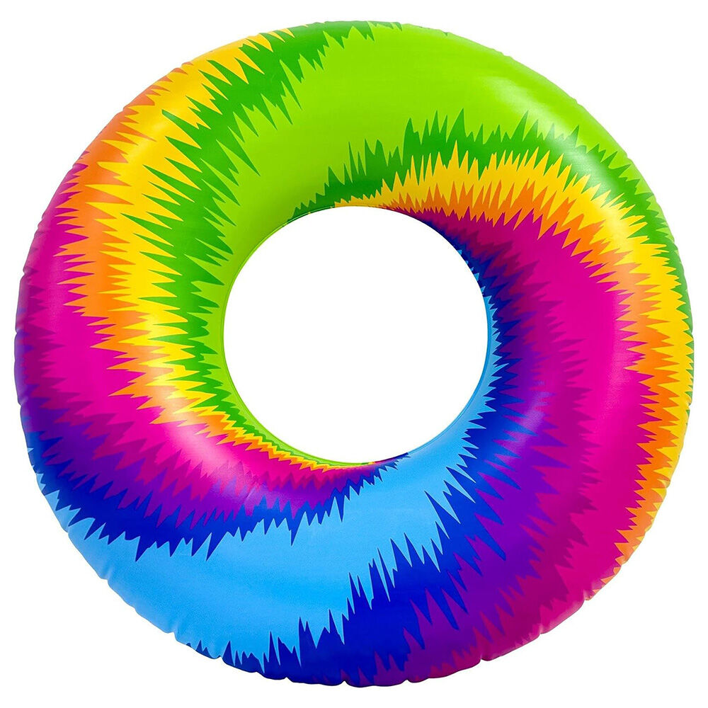 image of Groovy Tie Dye Inflatable Ring Pool Float