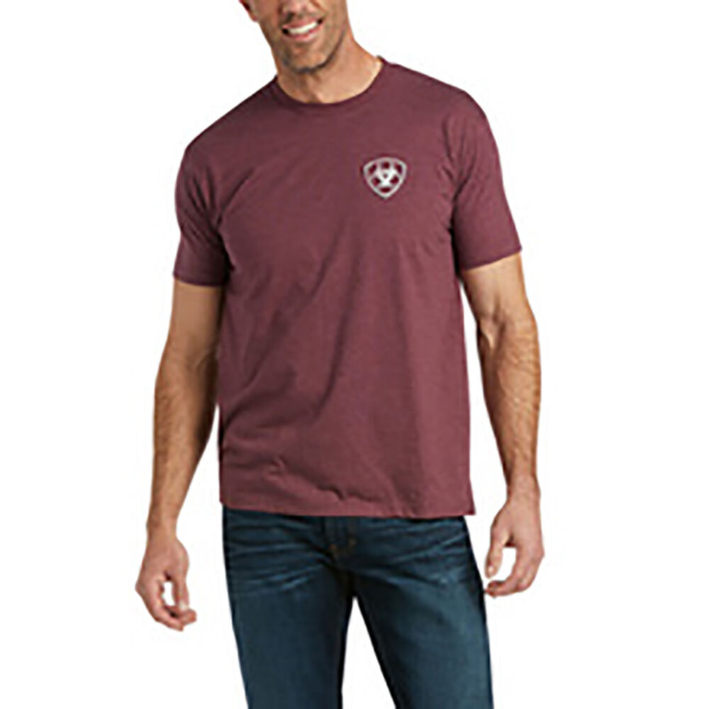 image of Men's Burgundy White Logo Short Sleeve Tee