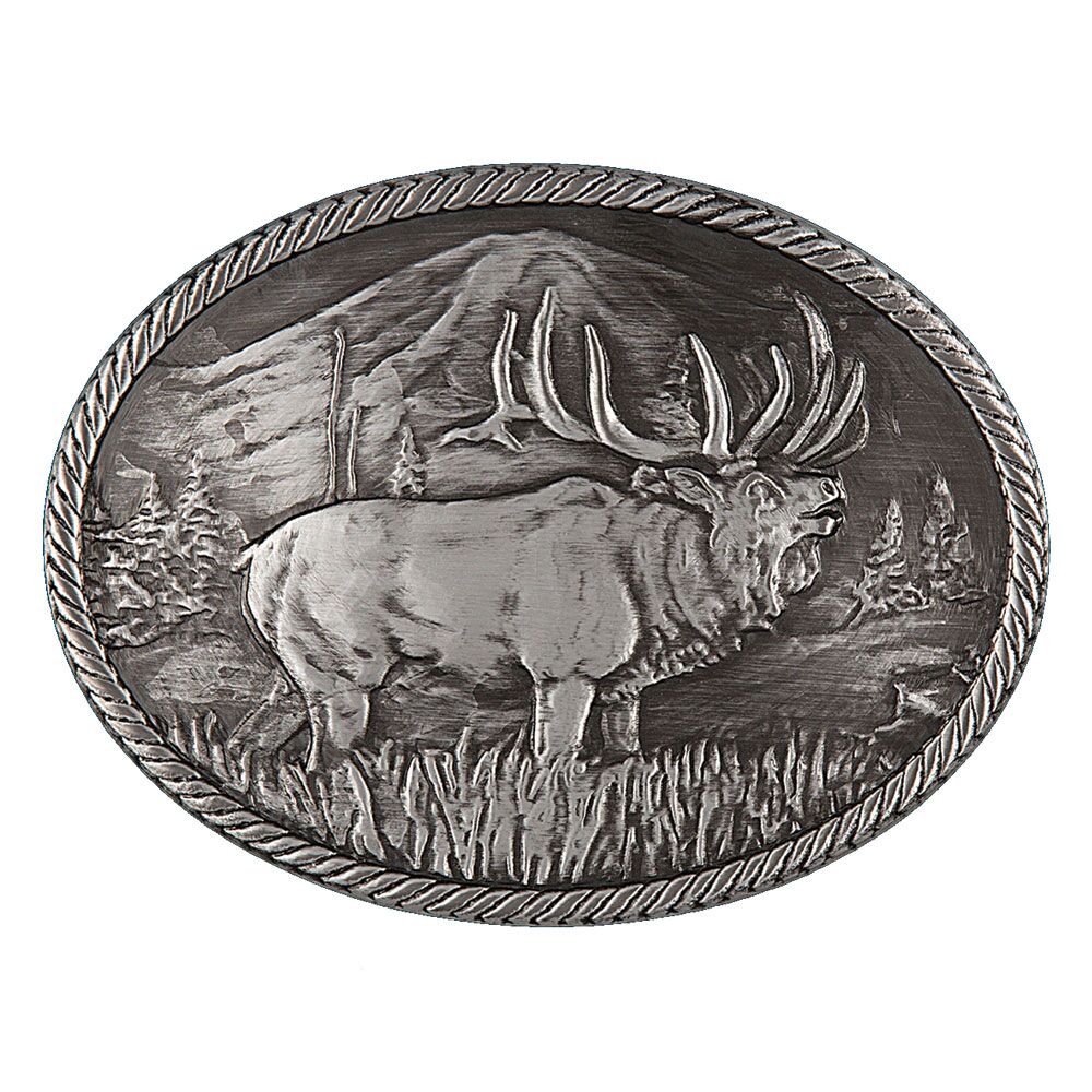 image of Gunmetal Outdoor Series Wild Elk Carved Buckle