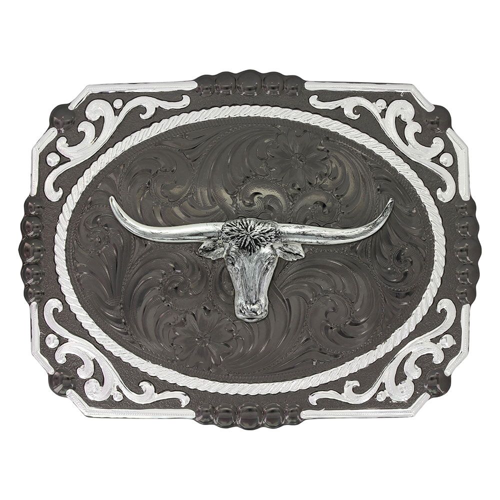 image of Gunmetal Cameo Filigree with Longhorn ST Shirt Buckle