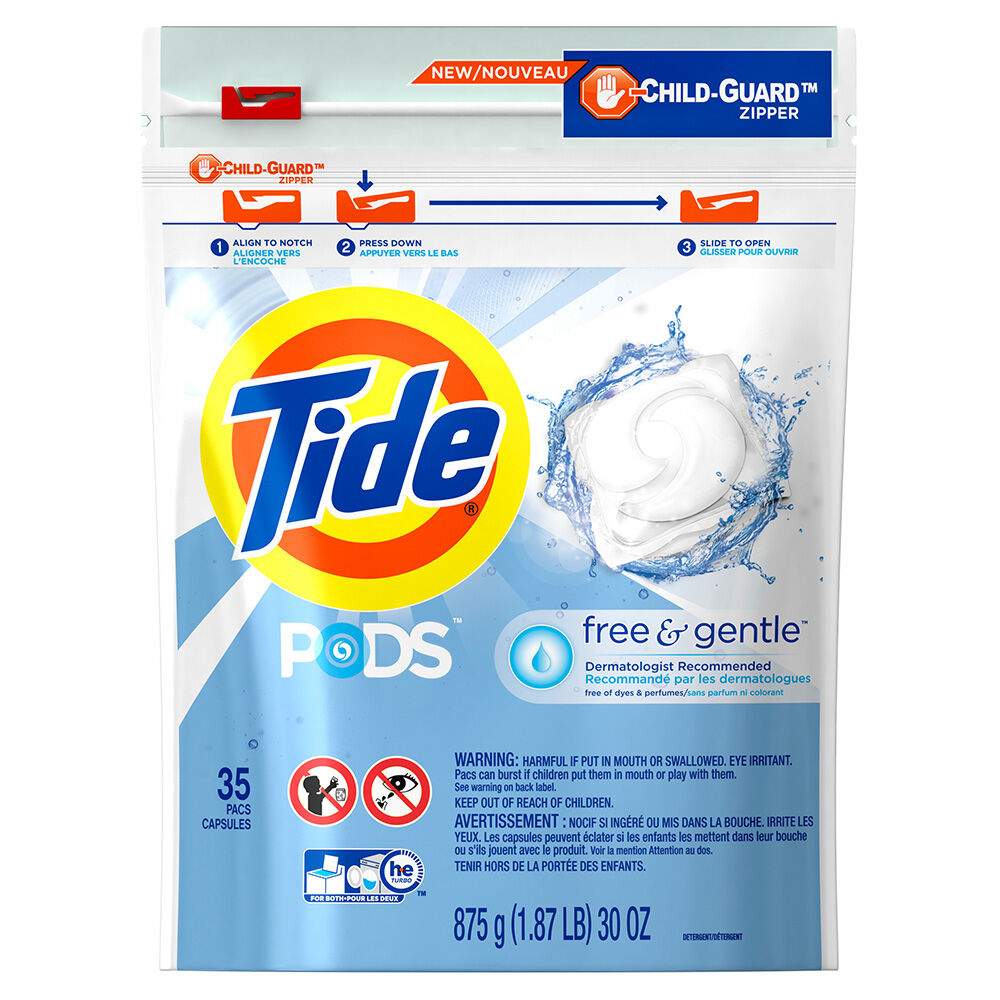 image of Laundry Detergent Pods, Free and Gentle, 35 ct