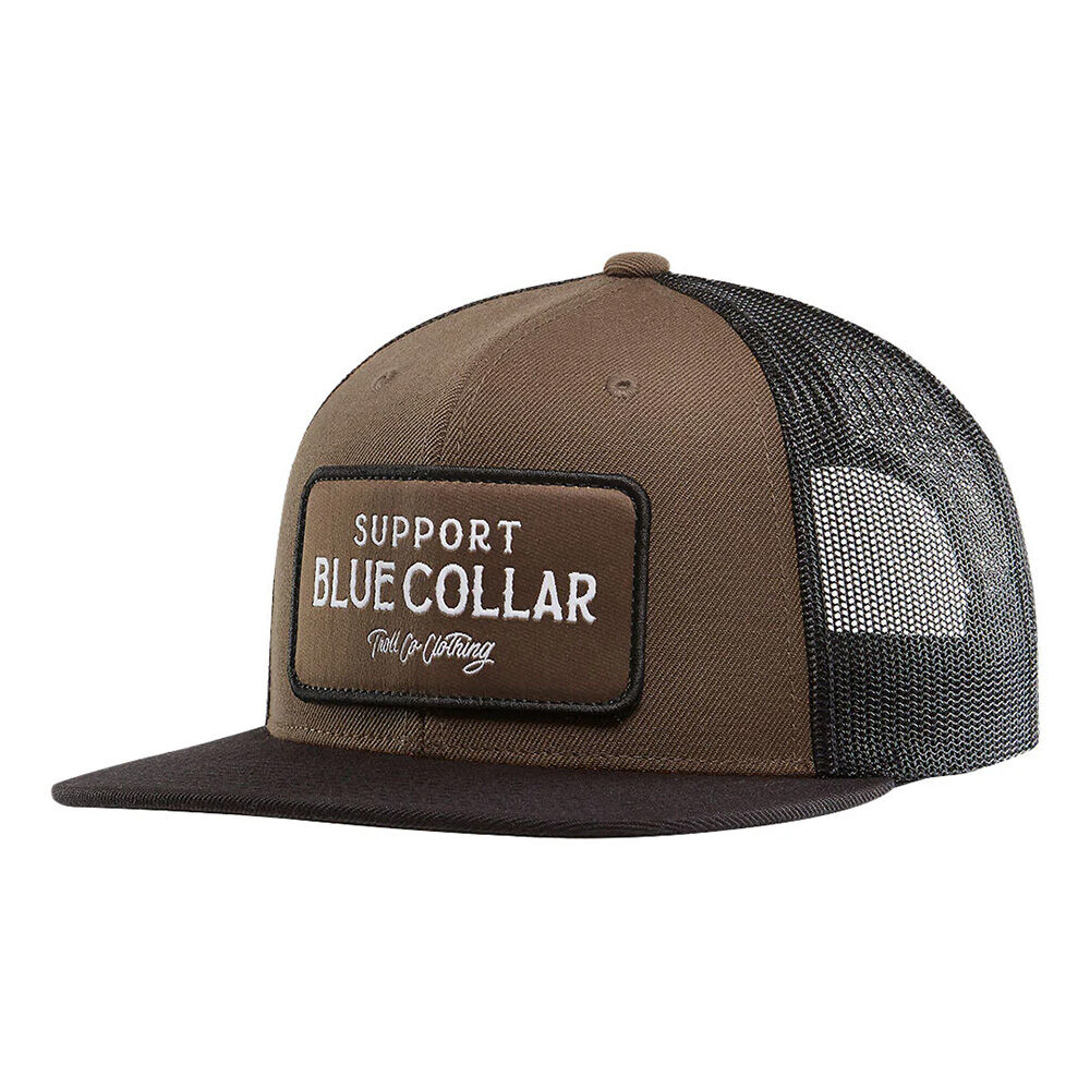 image of SBC Barricade Flat Brim Trucker Hat, Coyote Brown/Black