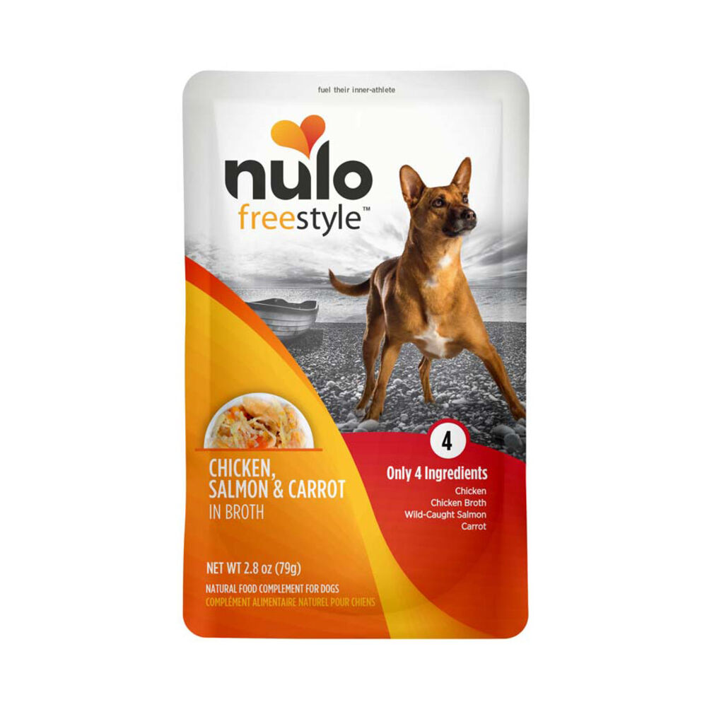 image of FreeStyle Wet Dog Food- Chicken, Salmon, and Carrot in Broth, 2.8 oz
