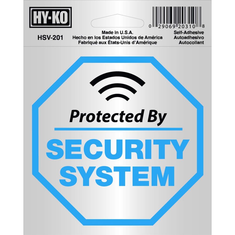 image of HSV-201 Security System Self Adhesive Vinyl Graphic, 6-Inch x 4-Inch, Blue/Black/Silver