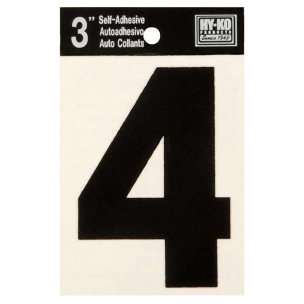 image of Black Vinyl Number 4 Self-Adhesive 