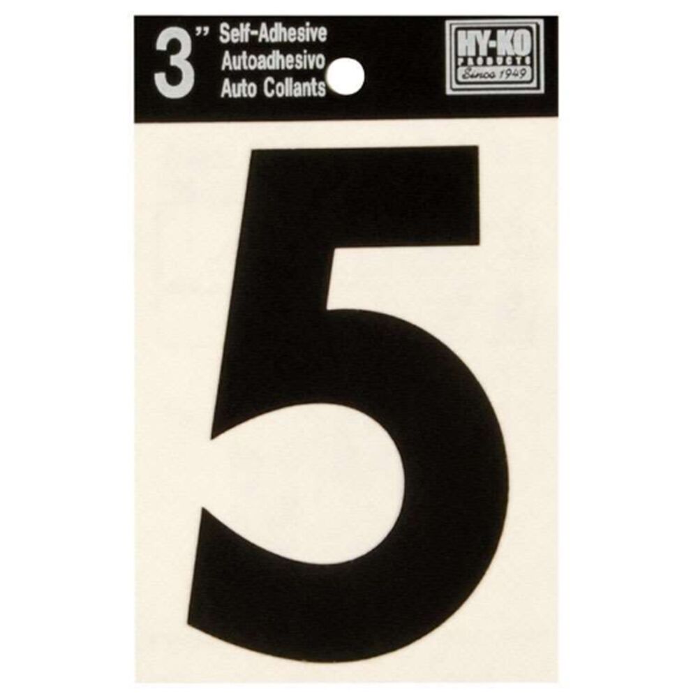 image of Black Vinyl Number 5 Self-Adhesive 