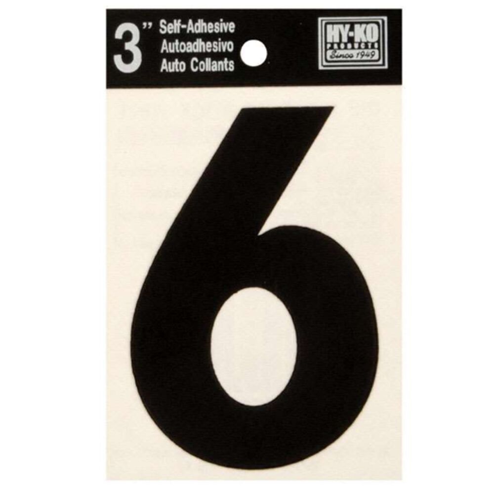 image of Black Vinyl Number 6 Self-Adhesive 