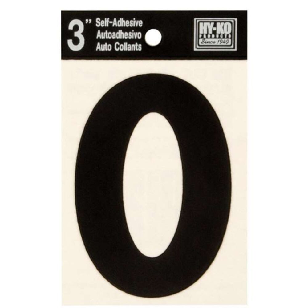 image of Black Vinyl Number 0 Self-Adhesive 