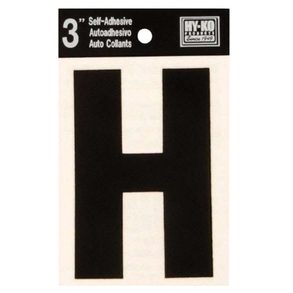 image of Black Vinyl Letter H Self-Adhesive 