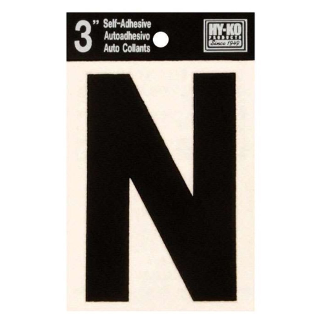 image of Black Vinyl Letter N Self-Adhesive 