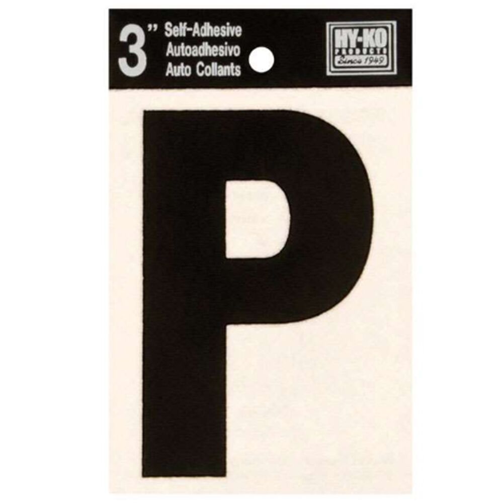 image of Black Vinyl Letter P Self-Adhesive 