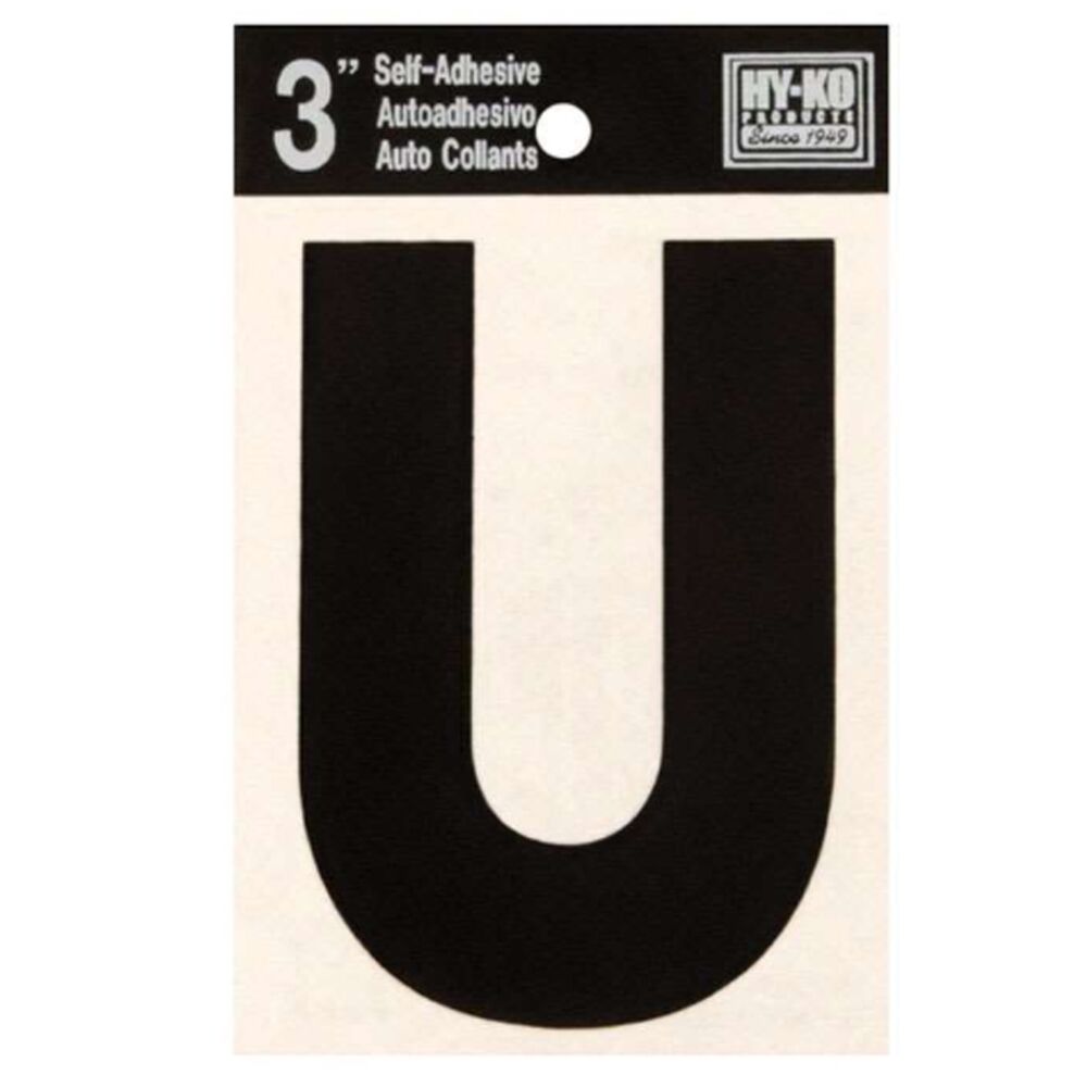 image of Black Vinyl Letter U Self-Adhesive 