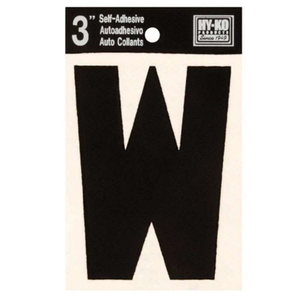 image of Black Vinyl Letter W Self-Adhesive 