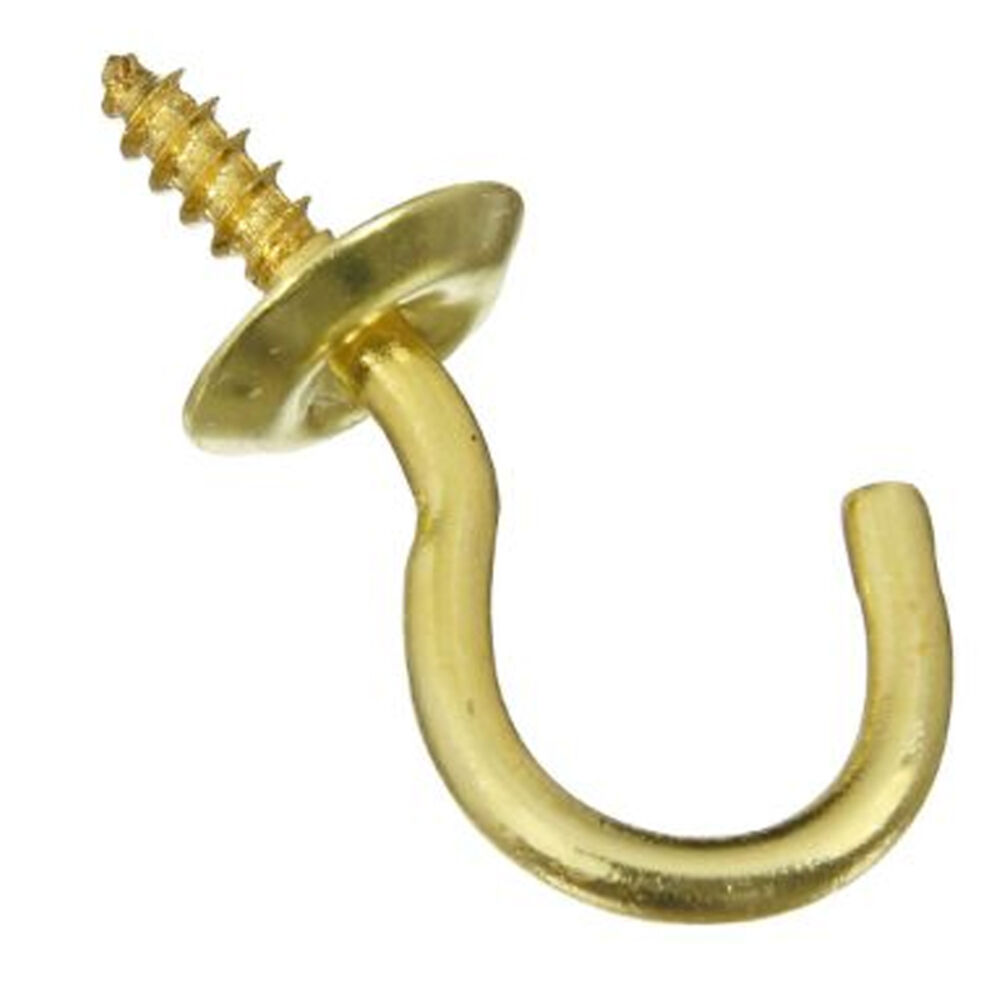 image of Cup Hooks 3/4 Inch Solid Brass 50 Pack