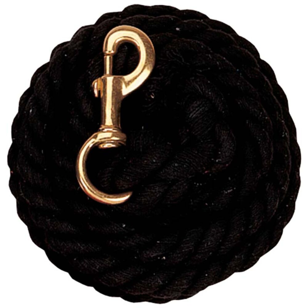 image of Solid Color Cotton Lead Rope with Solid Brass 225 Snap, Black