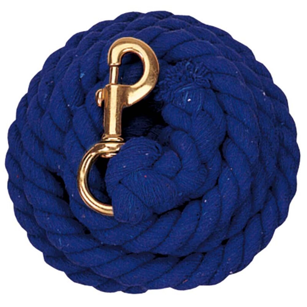 image of Solid Color Cotton Lead Rope with Solid Brass 225 Snap, Blue
