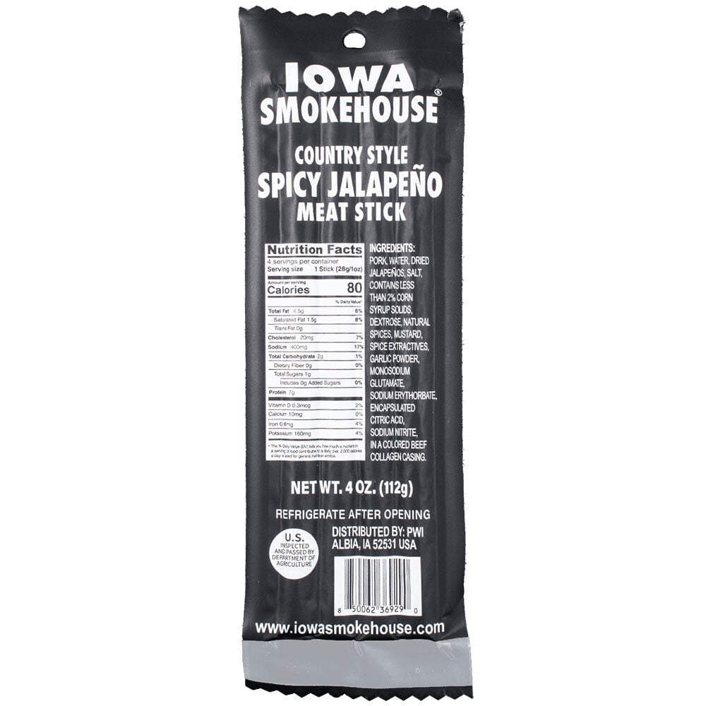 image of Country Style Spicy Jalapeño Meat Sticks, 4 oz