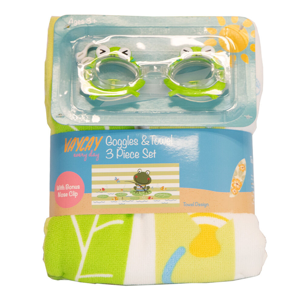 image of Kids Goggle and Towel Set- Assorted, Styles May Vary