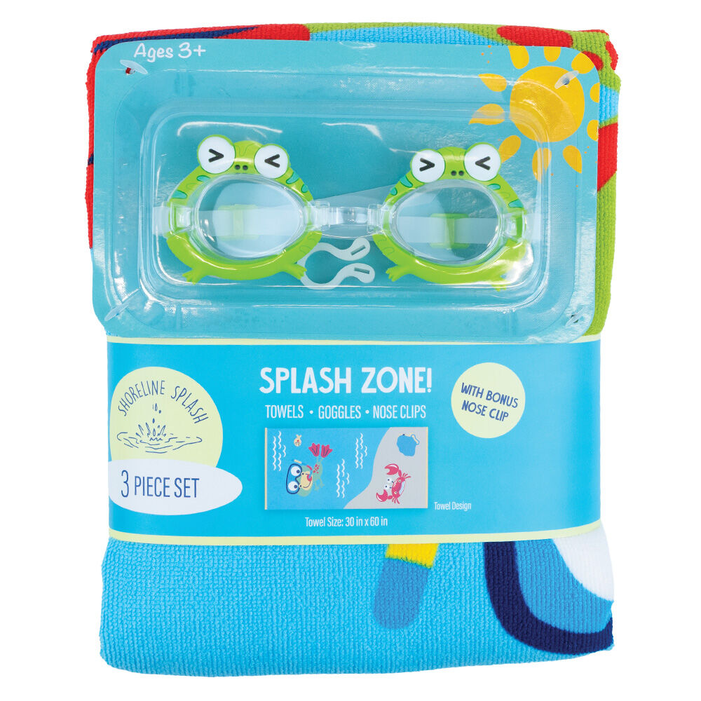 image of Kids Goggle and Towel Set, Diving Frog