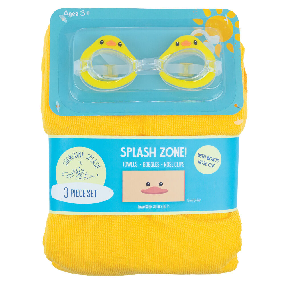 image of Kids Goggle and Towel Set, Duck Face