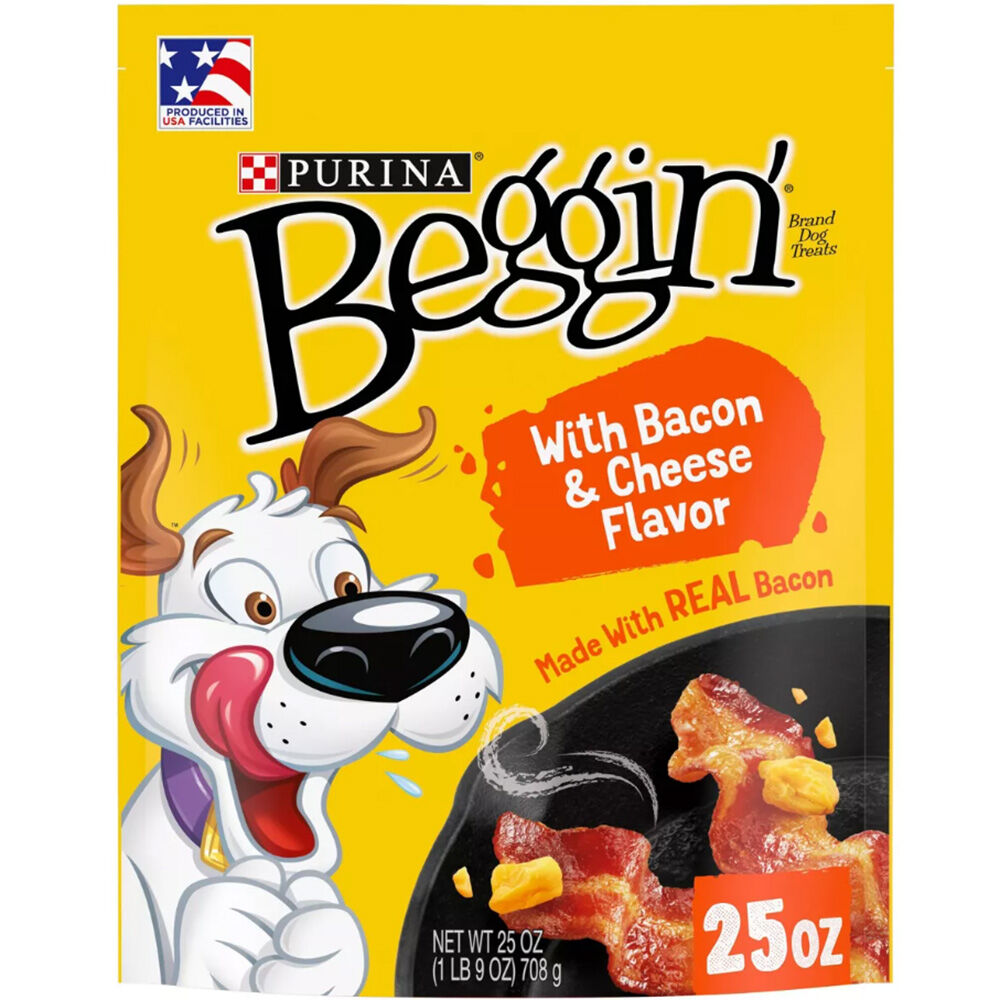 image of Beggin' Strips Dog Treats- Bacon and Cheese, 25 oz
