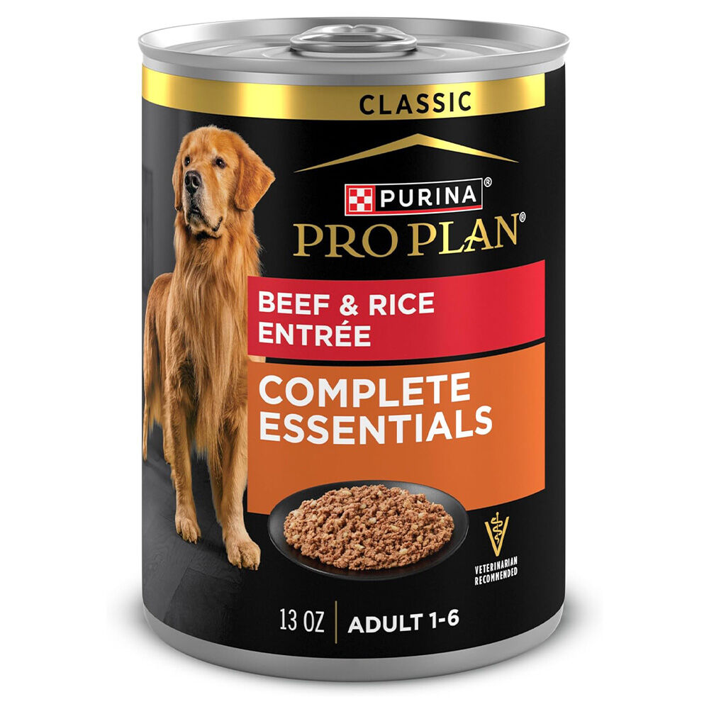 image of Purina Plan Wet Dog Food- Complete Essentials Classic Pate , Beef and Rice, 13 oz