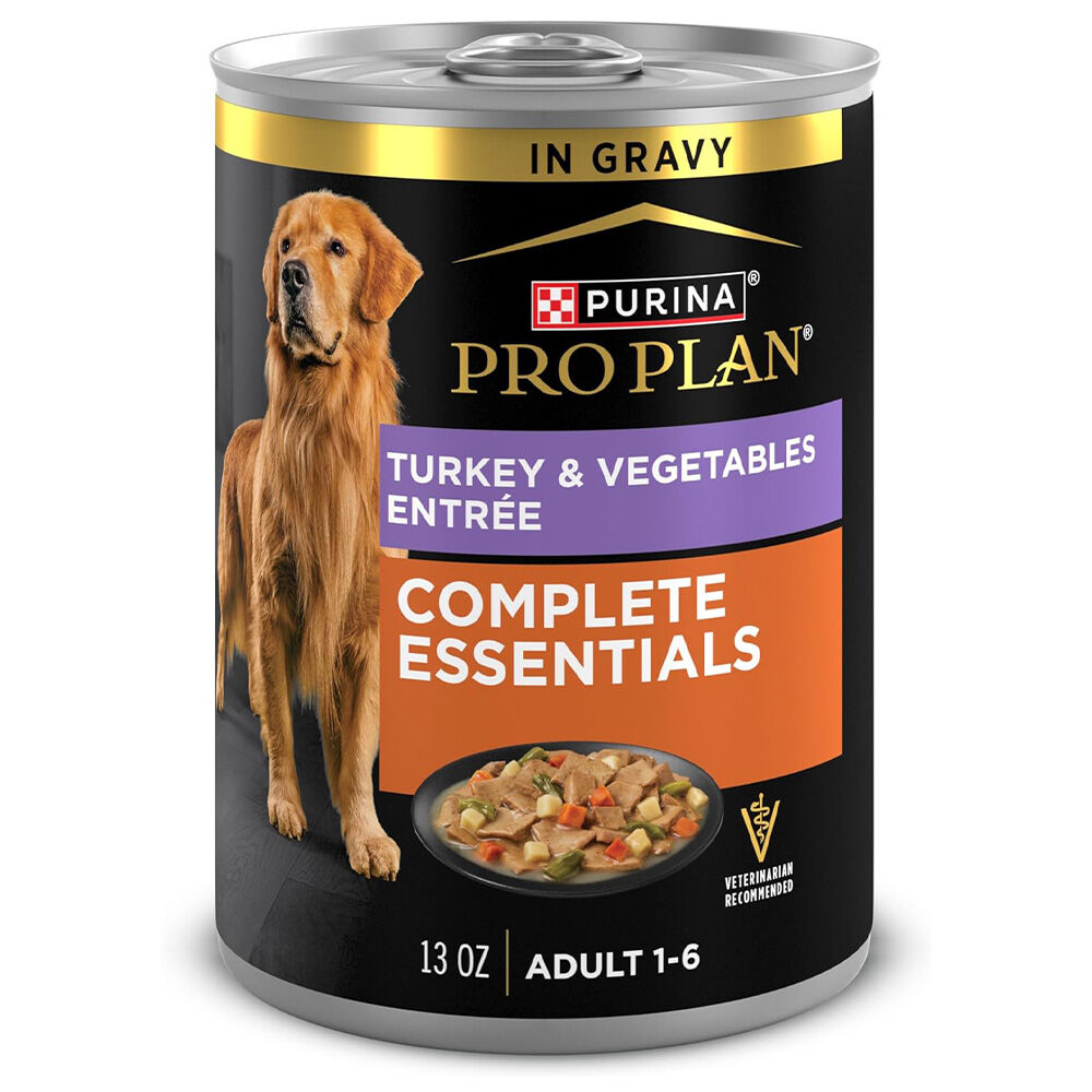 image of Purina Plan Wet Dog Food- Complete Essentials Turkey and Vegetables, 13 oz