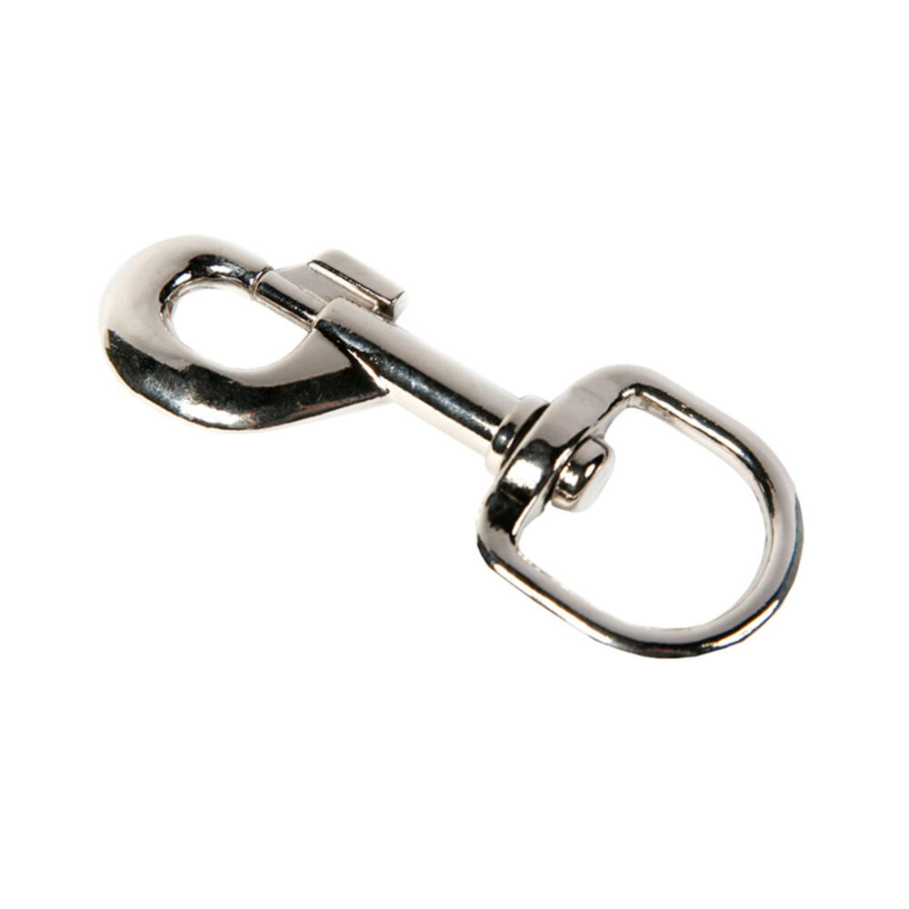 image of Nickel FinishSwivel Round Eye Quick Snap, 3 7/16 in with 1/2 in Eye